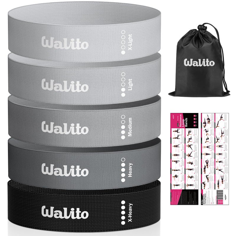 WALITO Fabric Resistance Bands for Working Out - Booty Bands for Legs -Glutes Training for Women and Men - Exercise Bands for Squats, Yoga, Physical Therapy -Home Gym Fitness - Image 1